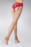 чулки с красными швами Сut and curled seamed sto 20 телесные