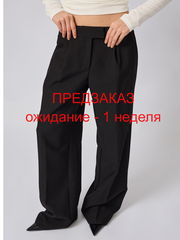 Брюки c заниженной талией черные
