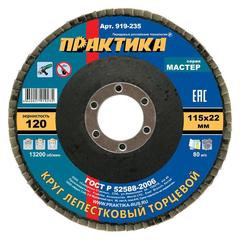 Круг лепестковый шлифовальный ПРАКТИКА 115 х 22 мм Р 120 серия Мастер (919-235)