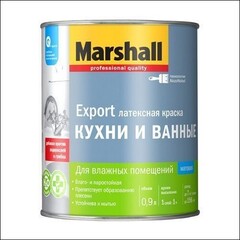Краска для кухни и ванной латексная Marshall матовая база BW