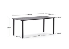 Уличный стол Brai из тёмно-серой оцинкованной стали 180 x 90 см