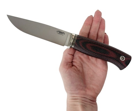 Нож Стерх (клин от обуха), N690, микарта красно-черная насечка, 301.5354