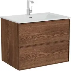 VitrA Metropol Edge 67155 Тумба с раковиной c 2мя ящиками, с подсветкой в верхнем ящике, 80 см, цвет ореховое дерево (натуральный шпон) фото