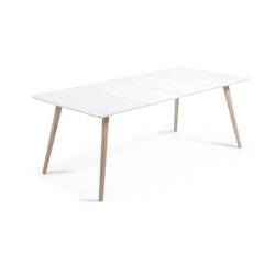 Обеденный стол QUATRE 140 (220) x90 с матовой белой столешницей