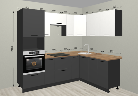 угловой кухонный гарнитур АНТРАЦИТ 2,4*1,7 м