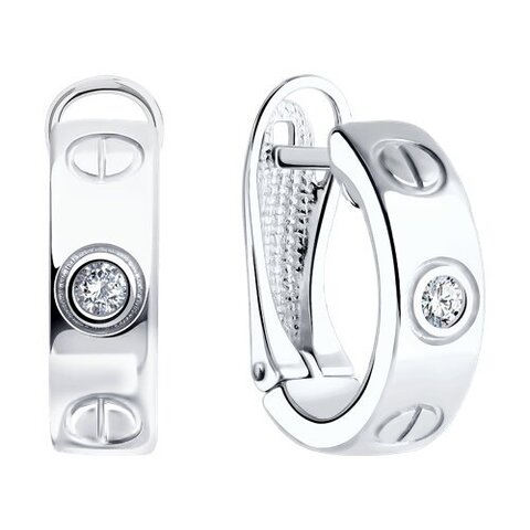 Серьги LOVE из серебра 925 пробы с фианитами