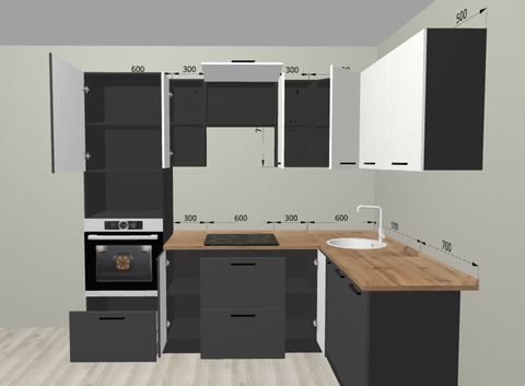 угловой кухонный гарнитур АНТРАЦИТ 2,4*1,7 м