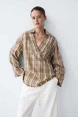 Massimo Dutti Рубашка поло оверсайз в клетку, серый