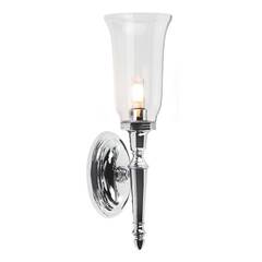 Хромированное классическое бра для ванной со стеклянным плафоном Elstead Dryden BATH-DRYDEN2-PC, G9, IP44