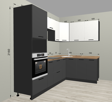 угловой кухонный гарнитур АНТРАЦИТ 2,4*1,7 м