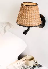 Настенный светильник с ридером Sumba ротанг/черный