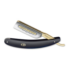 Фото Опасная бритва Boker 14er 8/8, углеродистая сталь с позолотой, рукоять черный акрил