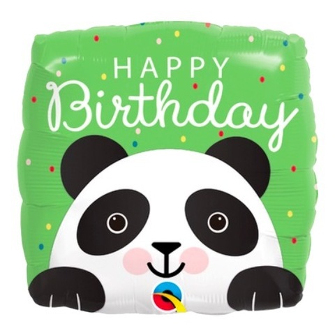 Шар с гелием Квадрат Панда, Happy Birthday, 45 см