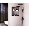 Damixa DX220910300 Apollo, душевая система со смесителем-полкой: верхний душ 230мм, ручной душ 120мм, 1 режим, штанга 1010мм, черный