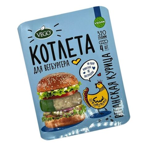 «Котлета для «Вегбургера «Веганская курица», 320 г (4 шт х 80 г), Vego