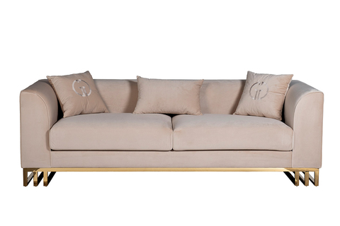 Диван Garda Decor Люцерн (Lucerne) трехместный велюр бежевый 230*86*75 см