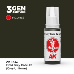 Акриловая краска AK Interactive Field Grey Base #2 (Grey Uniform) 3GEN Figures, 18мл