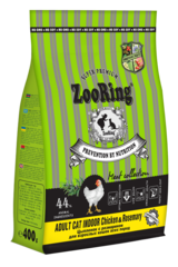 ZooRing Adult Cat Indoor сухой корм для кошек (цыпленок с розмарином) 400 гр