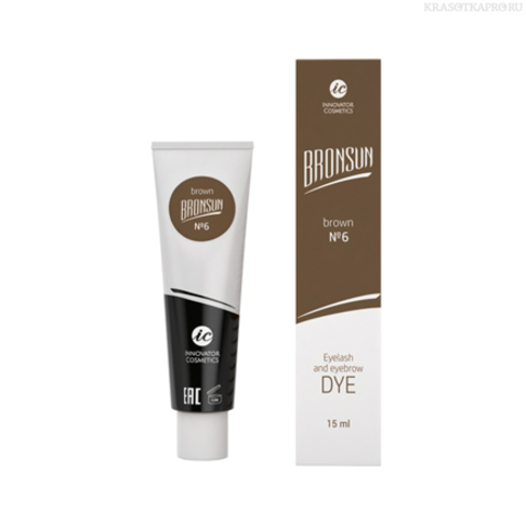 Innovator Cosmetics, Краска для ресниц и бровей Bronsun №6, коричневая, 15 мл
