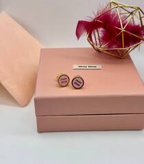Серьги-пусеты MIUMIU круглые с эмалью