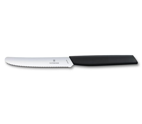 Нож кухонный Victorinox Swiss Modern (6.9006.11W41) стальной столовый для томатов лезв.110мм серрейт. заточка мятный