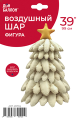 Шар К Фигура 3D, Новогодняя елка, Сатин, Кремовый, 51''/130 см, 1 шт.