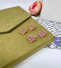Серьги клевер на английском замке VCA коллекция Alhambra yellow VGOLD