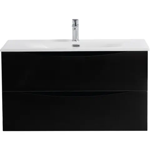 BelBagno MARINO-CER-MINI-800-2C-SO-NL-P База под раковину подвесная с двумя выкатными ящиками, Nero Lucido, 796x390x500