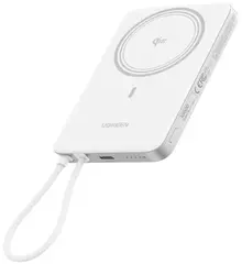 Внешний аккумулятор UGREEN PB570 (75983B) MagFlow Air тонкий 30W Magnetic 10000mAh и кабель, белый