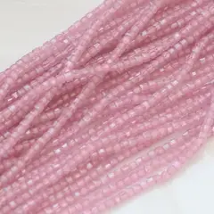 Цирконий кубический (фианит) граненый бочонок, розовый, 3 мм нить, К198