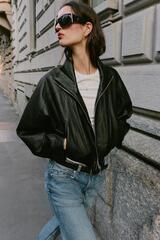 ZARA УКОРОЧЕННАЯ КУРТКА ИЗ ИСКУССТВЕННОЙ КОЖИ, ЧЕРНЫЙ