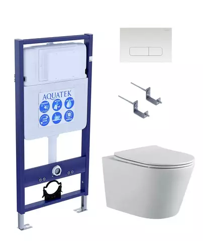 Aquatek Вега SET AQUATEK ВЕГА-1905-013 Инсталляция с унитазом и клавишей, цвет: белый