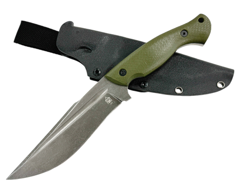 Нож Боуи, сталь D2 blackwash, рукоять G10 Oliva, Град Горький