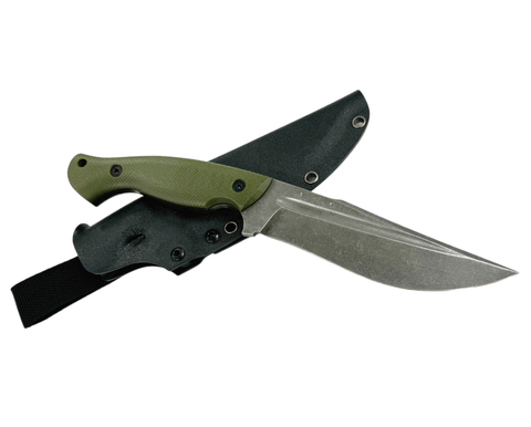 Нож Боуи, сталь D2 blackwash, рукоять G10 Oliva, Град Горький