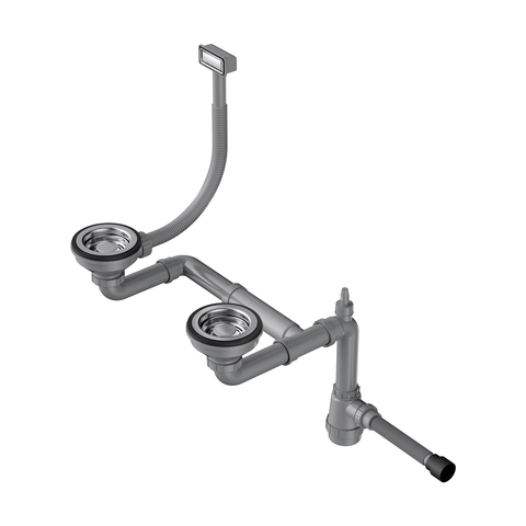 Omoikiri WK-1.5-IN 4956485 Арматура для полуторачашевых моек с прямоугольным переливом, нержавеющая сталь