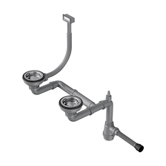 Omoikiri WK-1.5-IN 4956485 Арматура для полуторачашевых моек с прямоугольным переливом, нержавеющая сталь фото