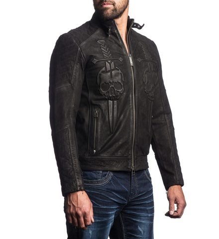 Afflction | Куртка кожаная мужская Midnight Hour 110OW263 правый бок