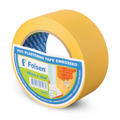Малярная лента из ПВХ для штукатурных работ Folsen® 0243350, 33мХ50мм, рифлёная, жёлтая
