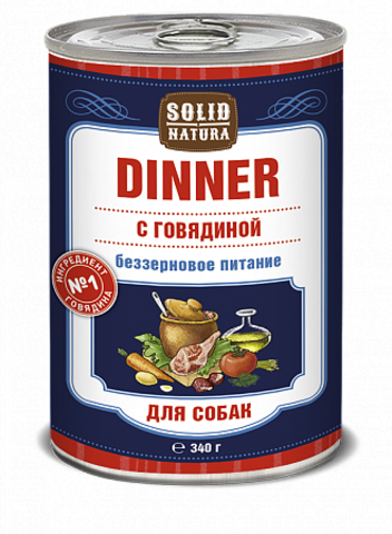 Solid Natura Dinner Говядина влажный корм для собак жестяная банка 0,1 кг