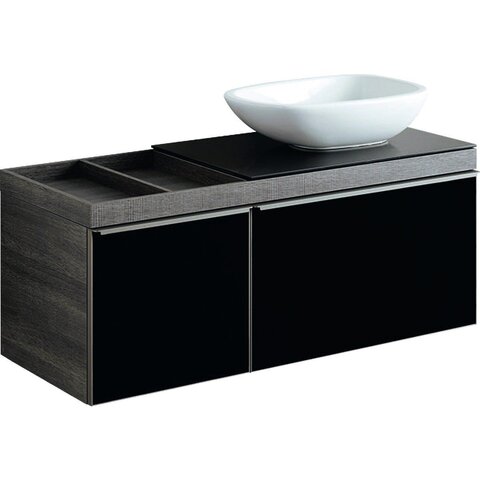 Geberit Citterio 500.565.JJ.1 Тумба для раковины 118.4x54.3x50.4см, черный / глянцевое стекло, темный дуб / меламин, структура дерева