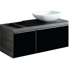 Geberit Citterio 500.565.JJ.1 Тумба для раковины 118.4x54.3x50.4см, черный / глянцевое стекло, темный дуб / меламин, структура дерева фото