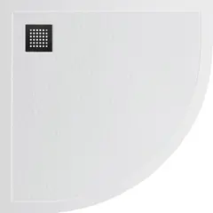 BelBagno TRAY-MR-UNO-R-80-550-35-W-NO Поддон из искусственного мрамора в комплекте с сифоном с чёрной матовой декоративной накладкой фото