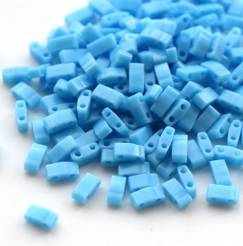 HTL-0413 Бисер Миюки Половинка Тилы Голубой непрозрачный /Miyuki Half Tila Opaque Turquoise Blue