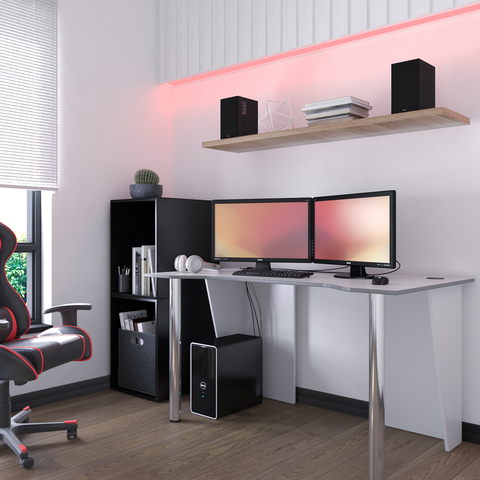 Стол Компьютерный LevelUP 1400 Белый/Серый