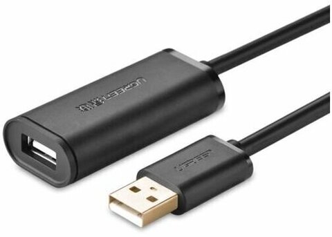 Кабель UGREEN US121 (10319) USB 2.0 Active Extension Cable with Chipset 5 м, черный