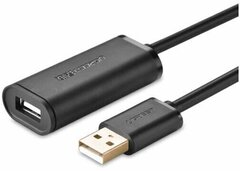 Кабель UGREEN US121 (10319) USB 2.0 Active Extension Cable with Chipset 5 м, черный