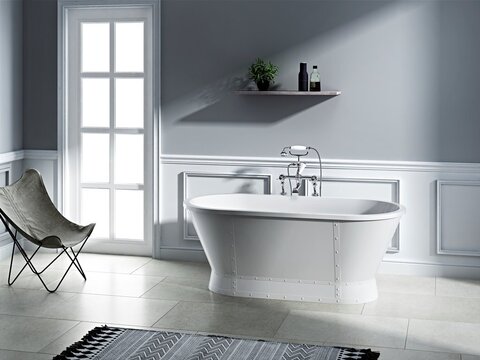 BelBagno BB35 Отдельностоящая акриловая ванна, встроенный слив, 167.6x78, цвет: белый