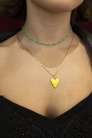 Чокер Нира, серебро 925, позолота 18k, зеленая эмаль 2