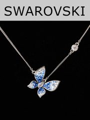 Колье Голубая бабочка с кристаллами Swarovski
