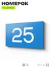 Табличка с номером 25 на дверь квартиры, для офиса, кабинета, аудитории, склада, голубая 120х70 мм, Айдентика Технолоджи